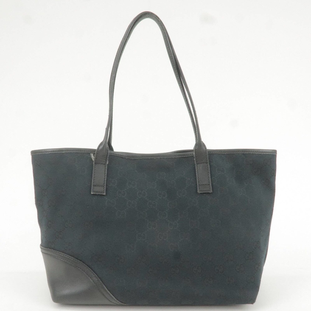 💎✨BEAUTIFUL✨💎 GUCCI Tote Bag Black GG Canvas Leather - Picture 3 of 16